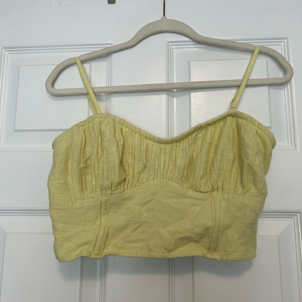 American Eagle Yellow Smocked Crop Camisole